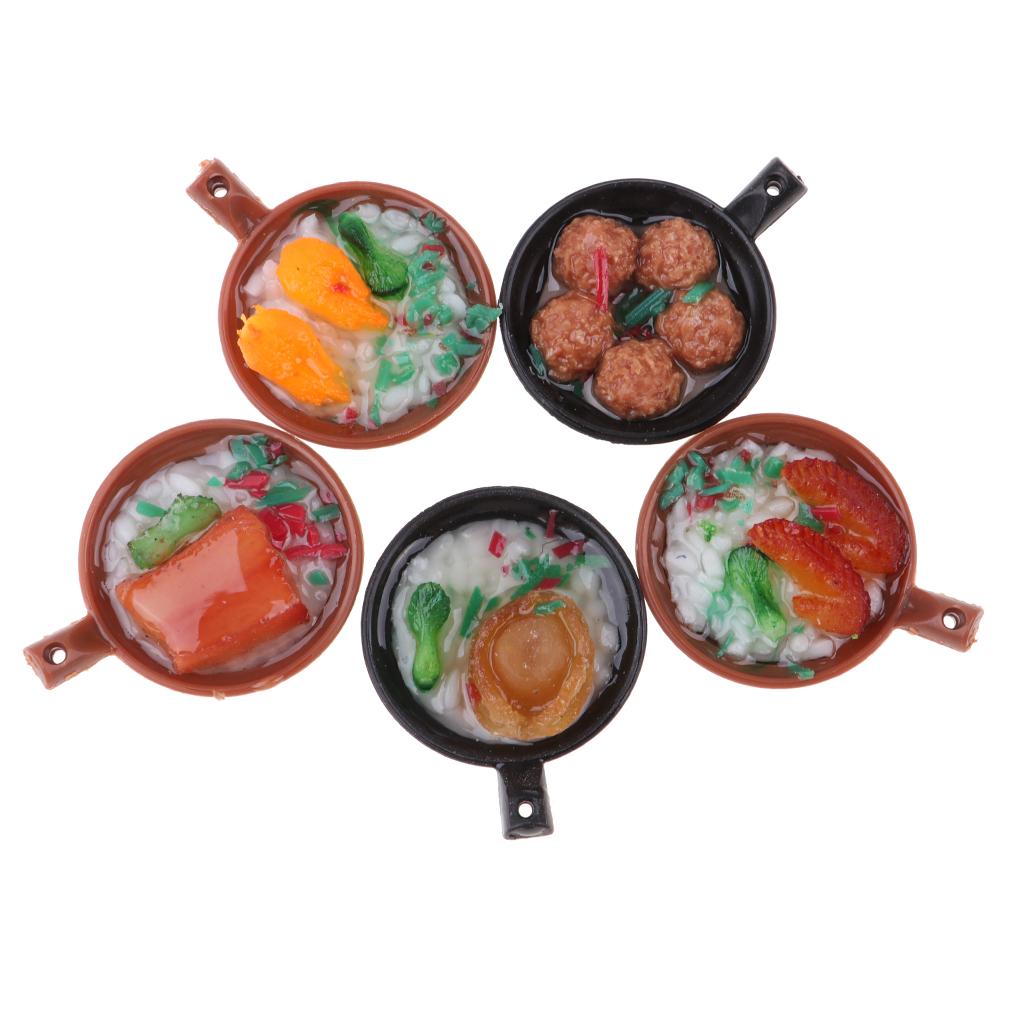 5 Pieces 1/12 Miniature Casserole Foods Dollhouse Kitchen Accessories Items
