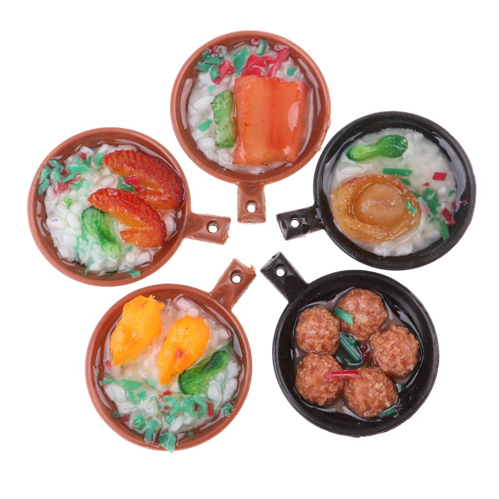 5 Pieces 1/12 Miniature Casserole Foods Dollhouse Kitchen Accessories Items