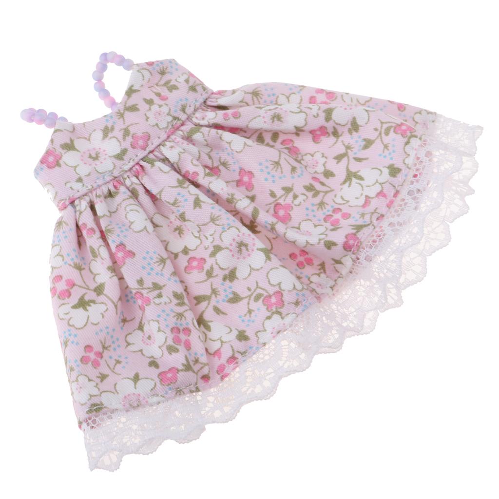 Fashion Doll Pettiskirt Pearl Shoulder Strap Dress for Blythe Doll Floral