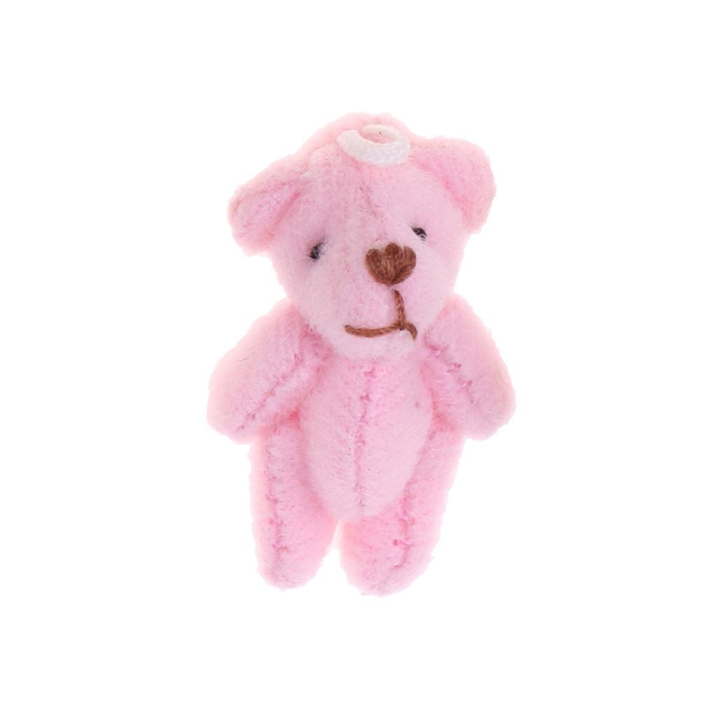 1/12 Doll Plush Mini Little Bear Toy for Doll Accessory Pink