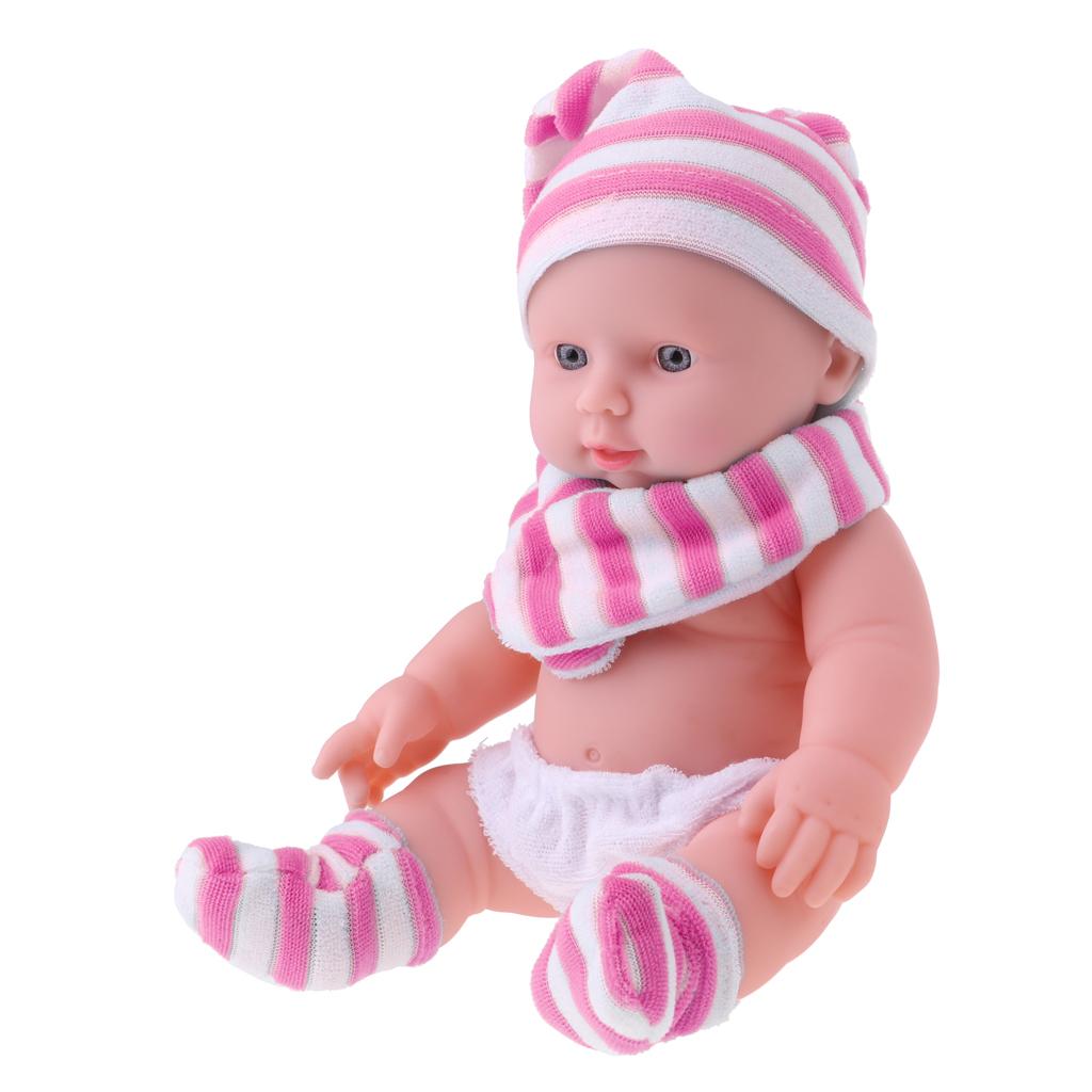 30cm Vinyl Newborn Baby Doll Kids Sleeping Toy Practice Parenting Toy Pink