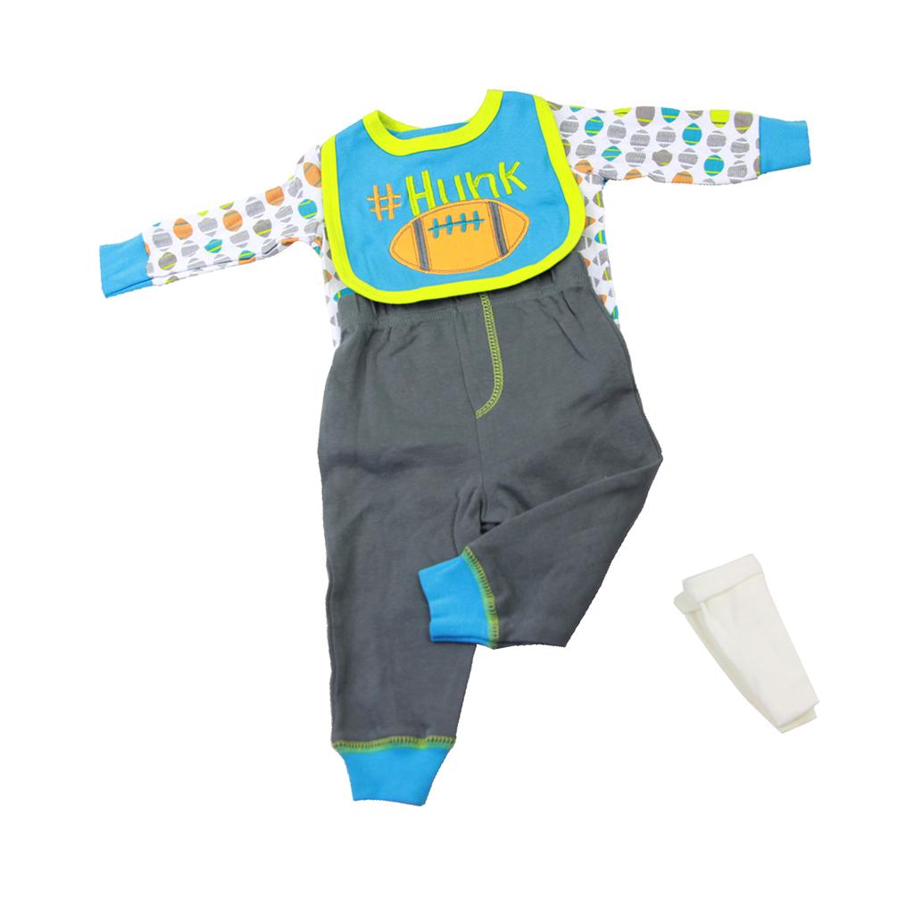 Rompers Pants Socks Bib Suit for 22''-23'' Reborn Baby Boy Doll Clothes