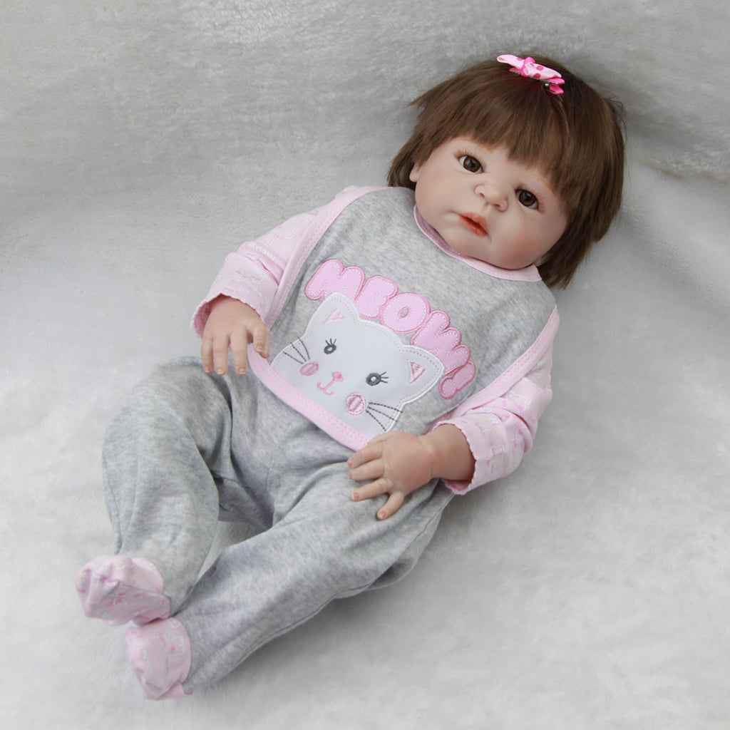 Cat Rompers Pants Bib Suit for 22''-23'' Reborn Baby Girl Doll Clothes