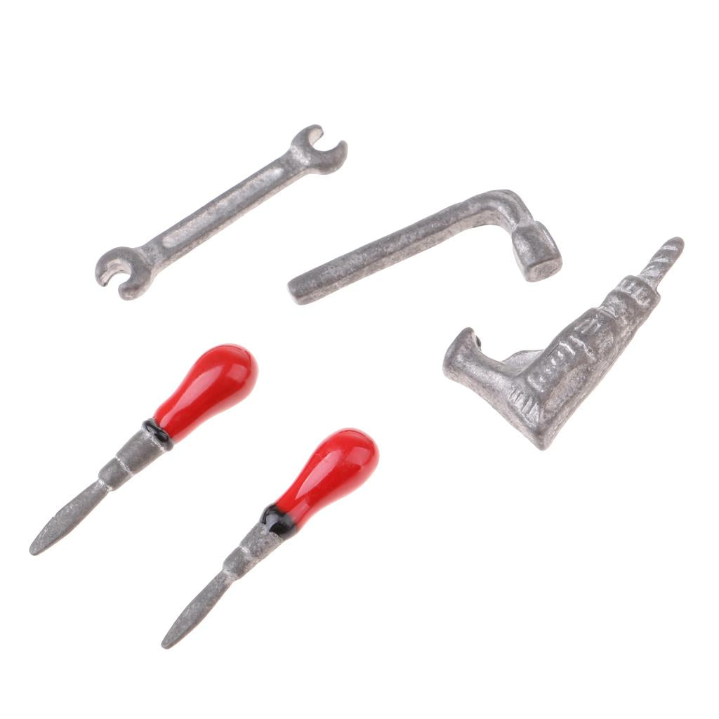 1:12 Miniature Metal Repairing Tools Kit Dollhouse Garage Accessories
