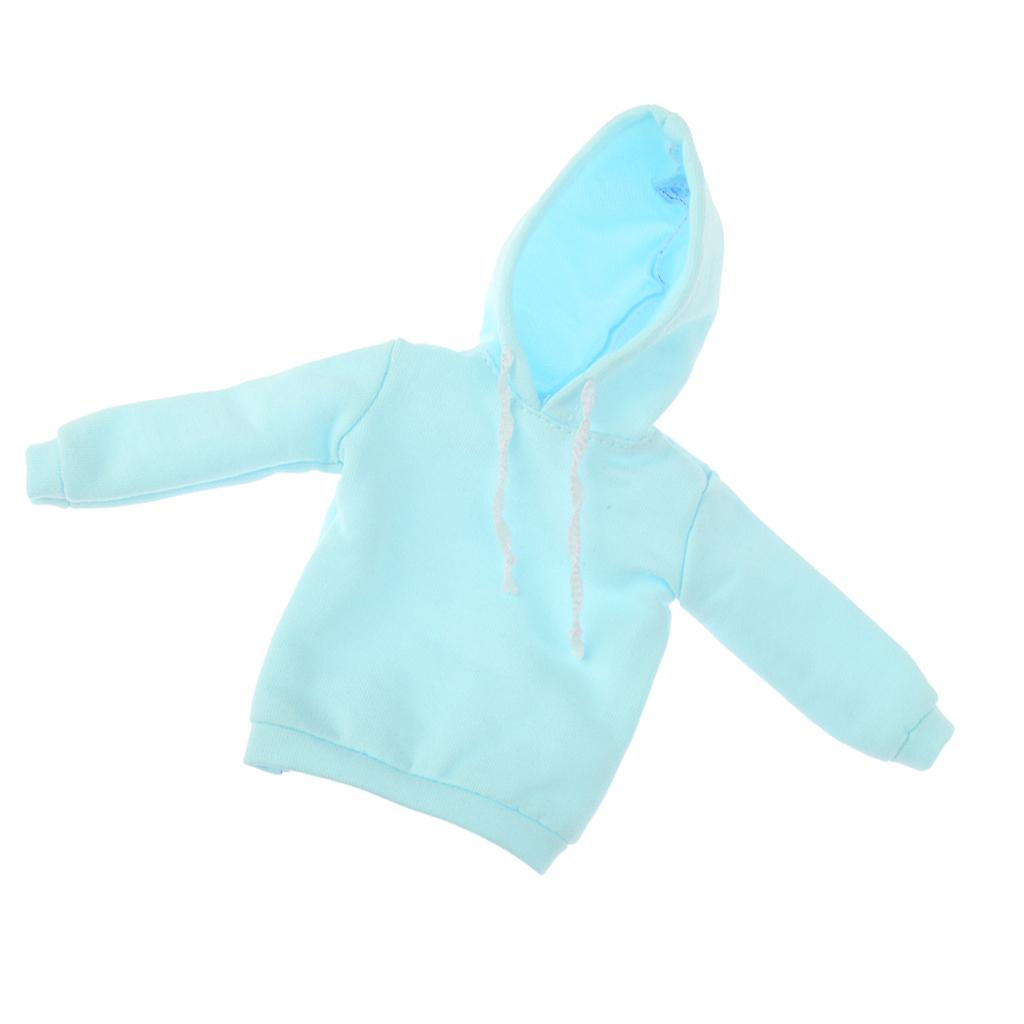 Casual Long Pure Hoodie Top Sweatshirt for 1/6 Blythe Dolls Accs Peak Green