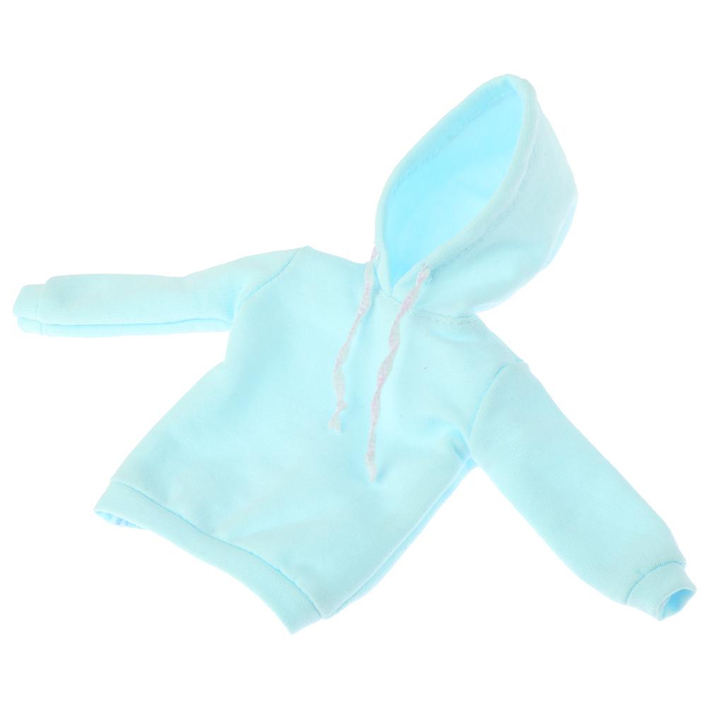Casual Long Pure Hoodie Top Sweatshirt for 1/6 Blythe Dolls Accs Peak Green
