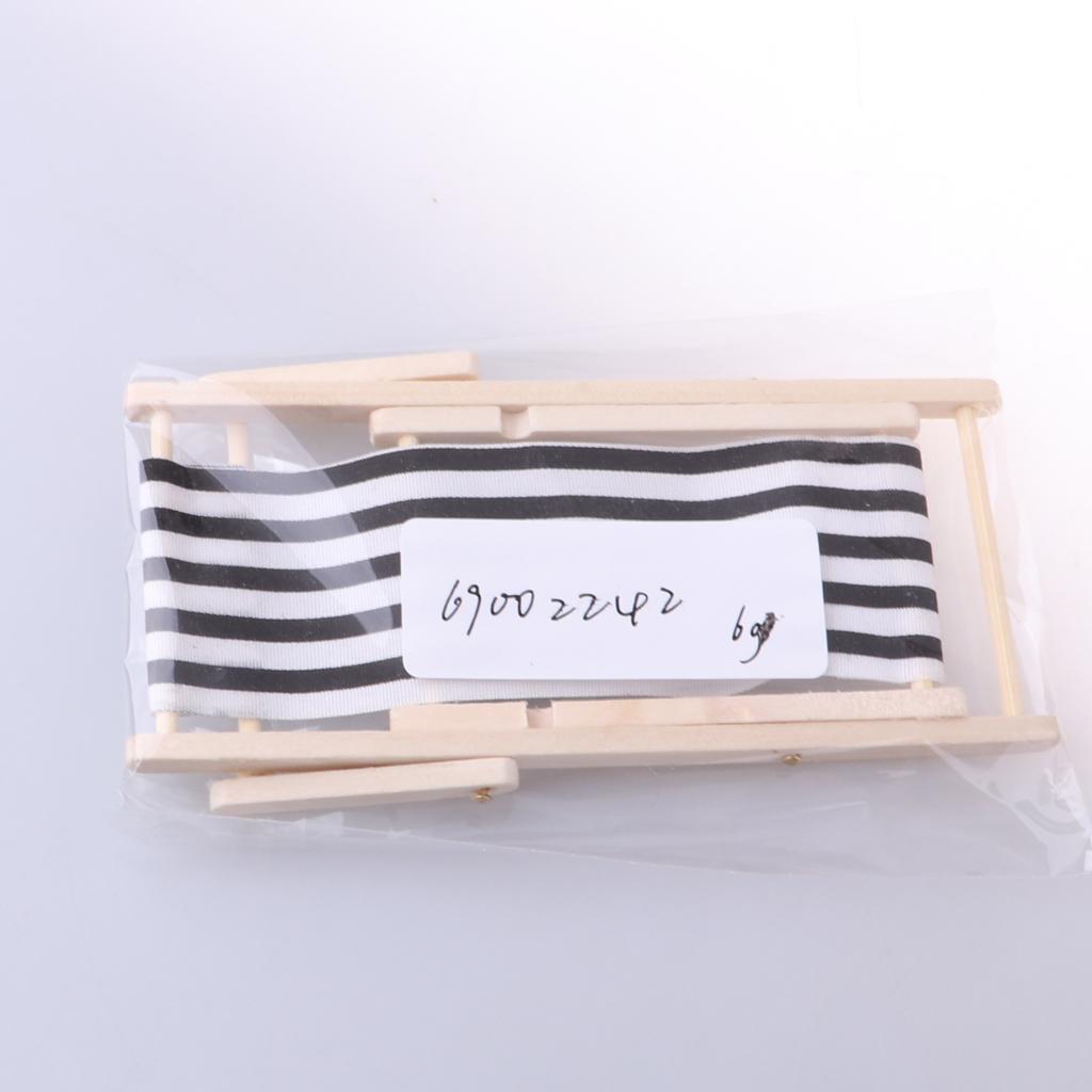 Striped Wooden Lounge Chair 1/12 Dollhouse Miniature Furniture Black Stripe