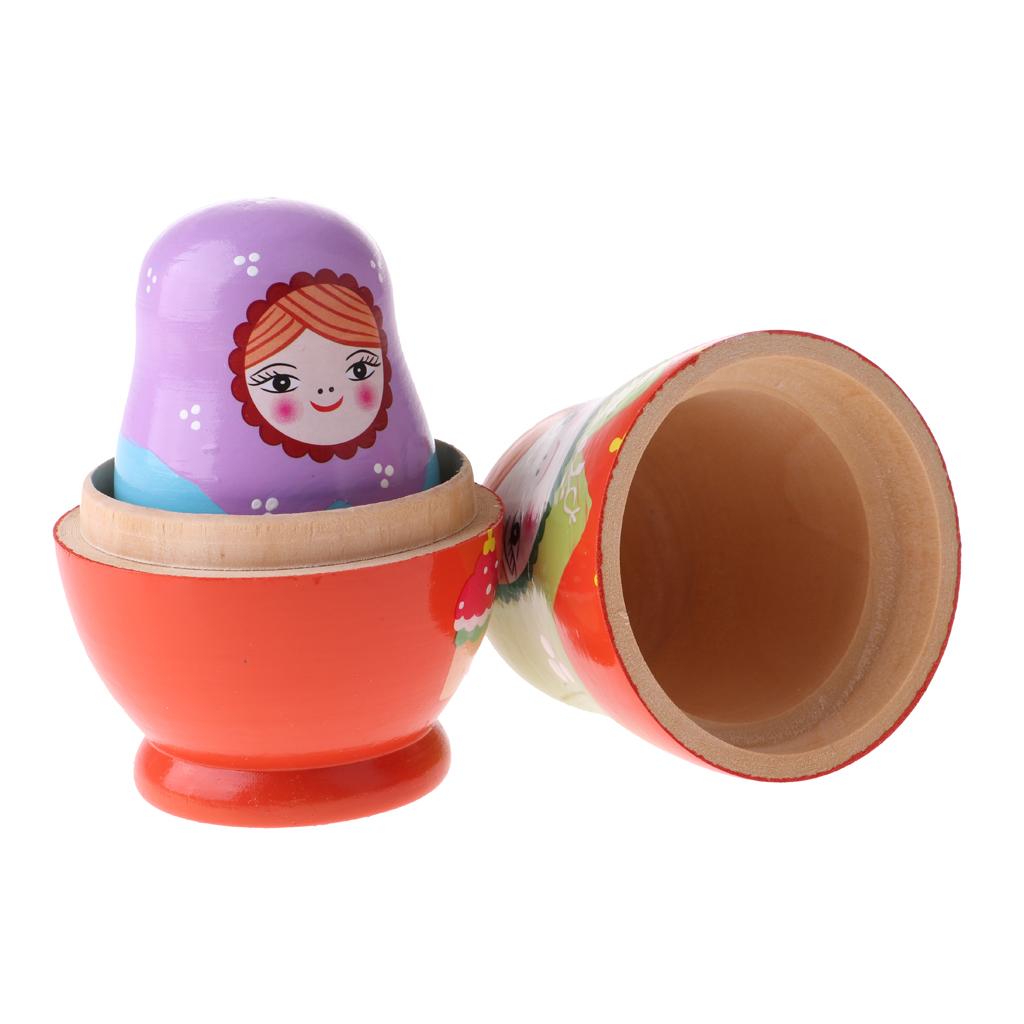 5Pcs Wooden Russian Nesting Dolls Matryoshka for Doll Kids Gifts -Ice Cream
