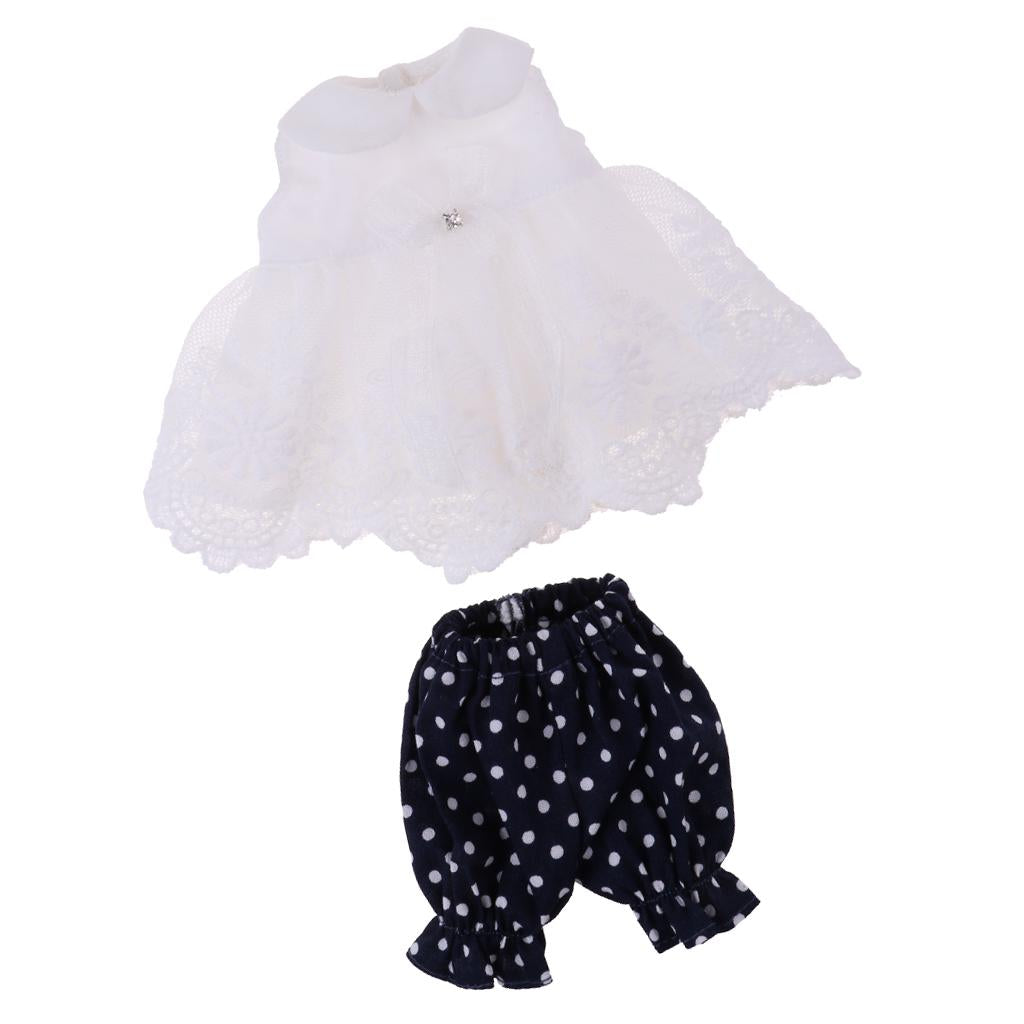 White Lace Tops Shorts Pants Clothes Suit for Fat Ferrite Blythe Doll Outfit