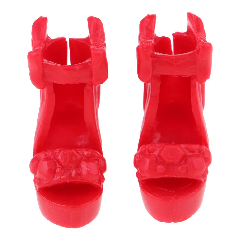 1/6 Fashion Bowknot High Heels Shoes for Blythe Dolls Clothes Accs Red