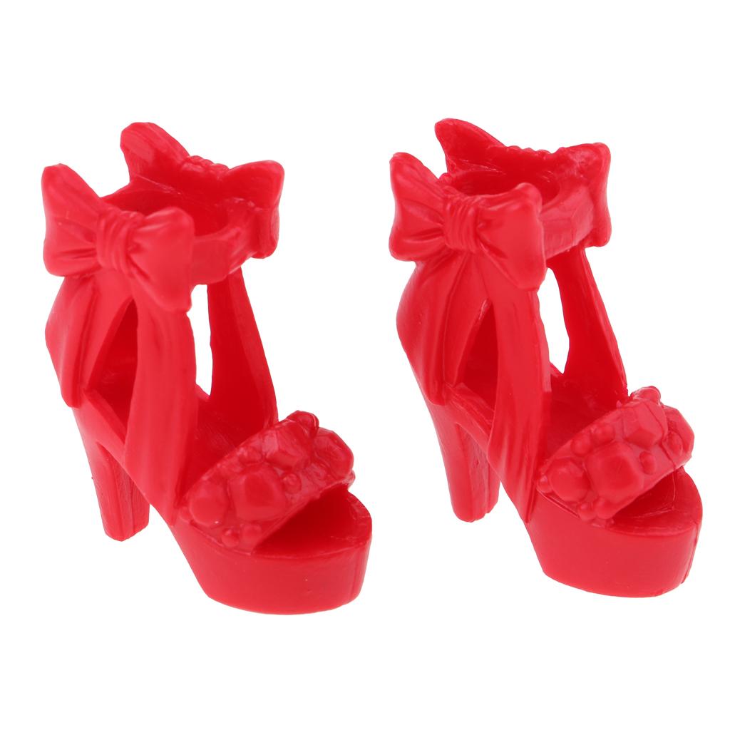 1/6 Fashion Bowknot High Heels Shoes for Blythe Dolls Clothes Accs Red