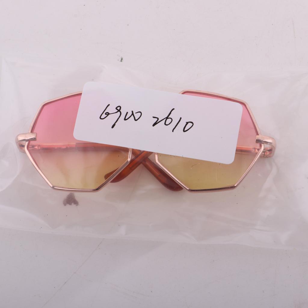 Golden Frame Hexagon Glasses Sunglasses for 1/6 Blythe Dolls Pink & Yellow