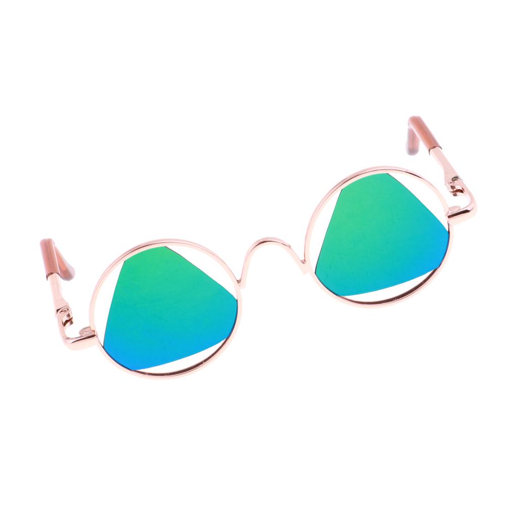 Golden Frame Triangle Lens Glasses Sunglasses for Blythe Dolls Green