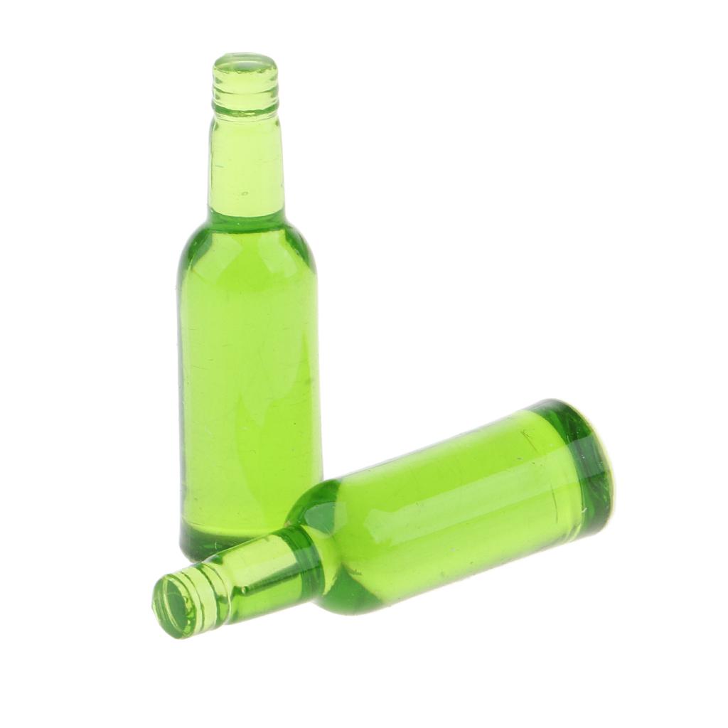 Kitchen Mini Drink Wine Juice Bottles for 1:12 Scale Dollhouse Green