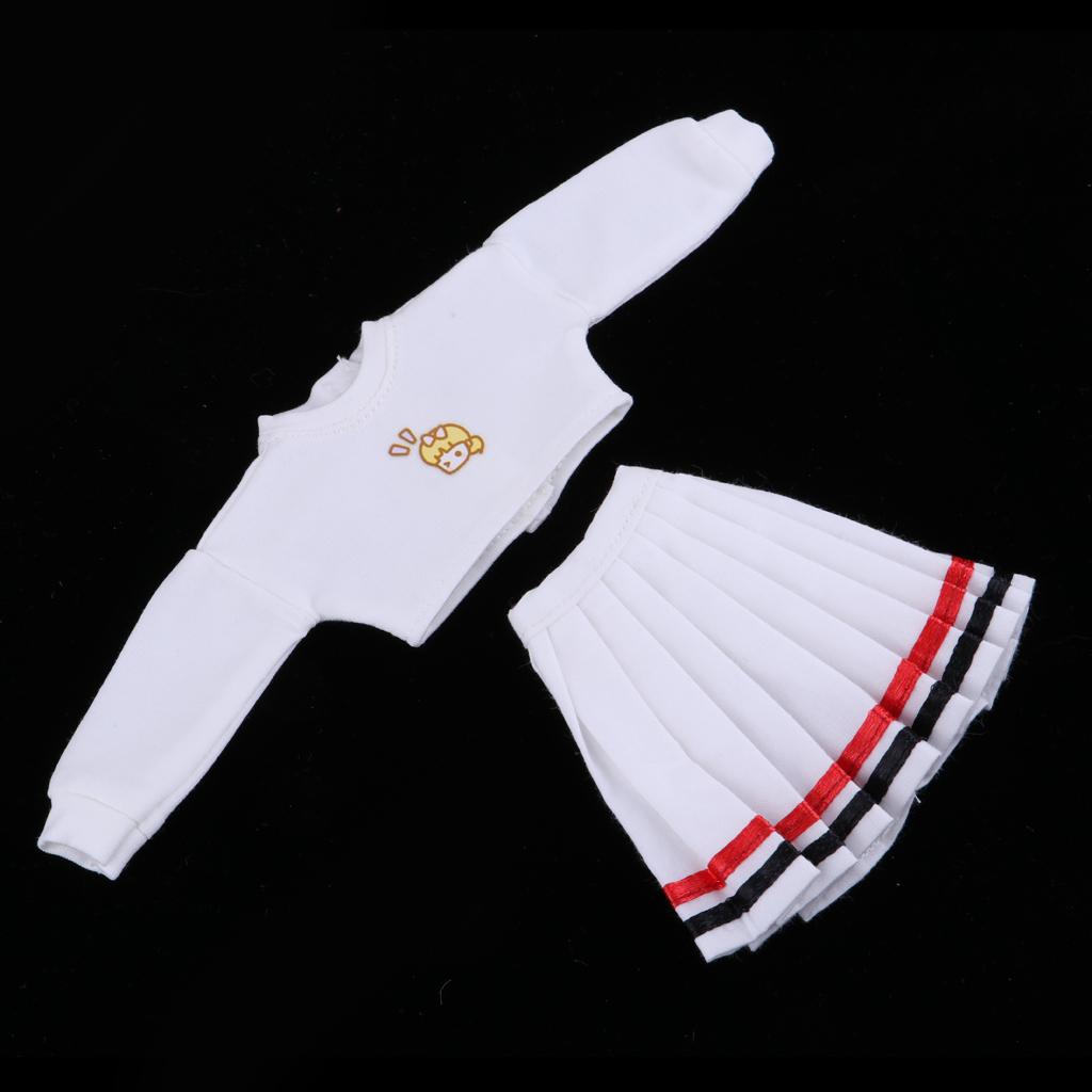 1/6 Top and Pleated Skirt Suit for Blythe Azone Licca Doll White
