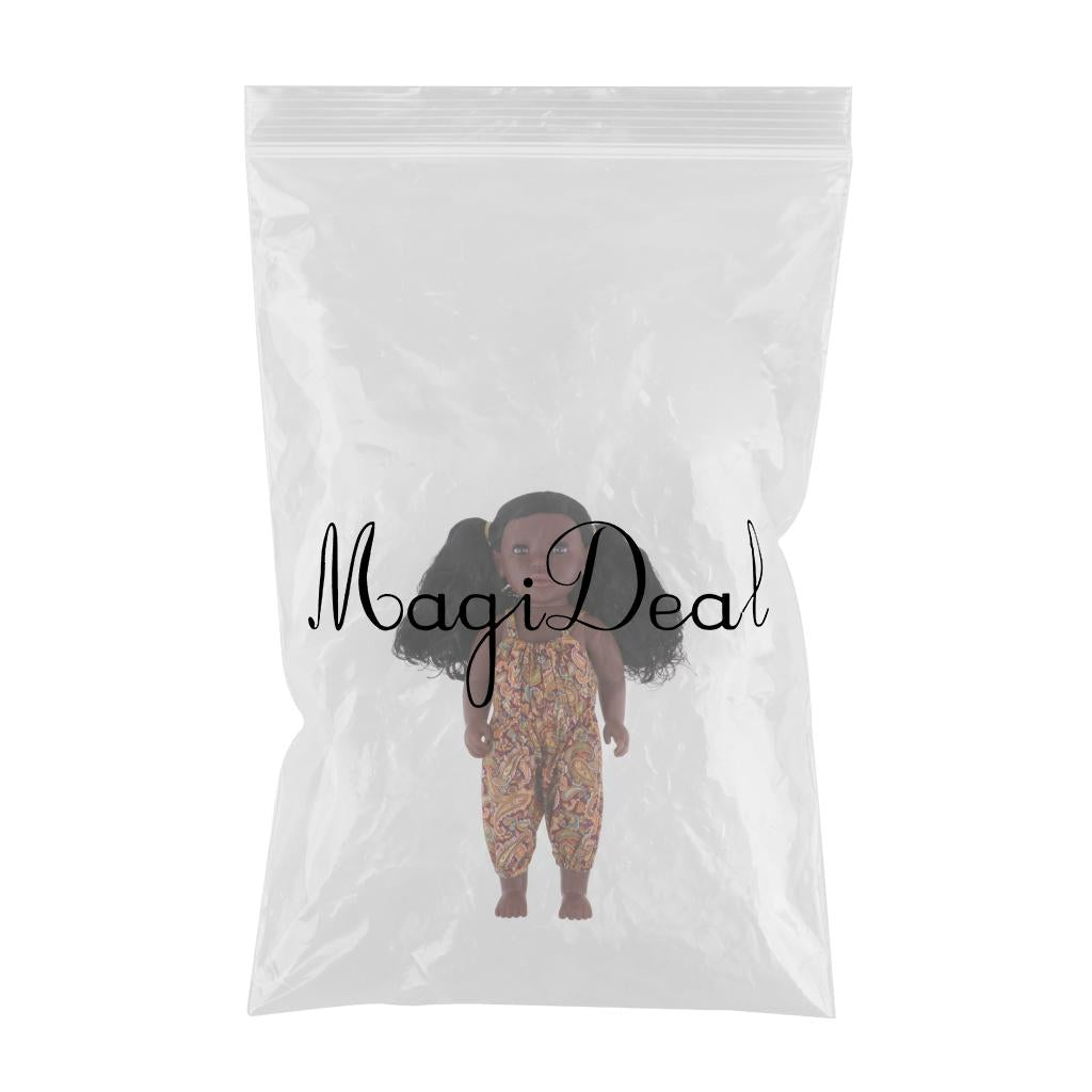 Fashionable Vinyl Realistic Baby Doll African Girl Doll With Outfits 43cm