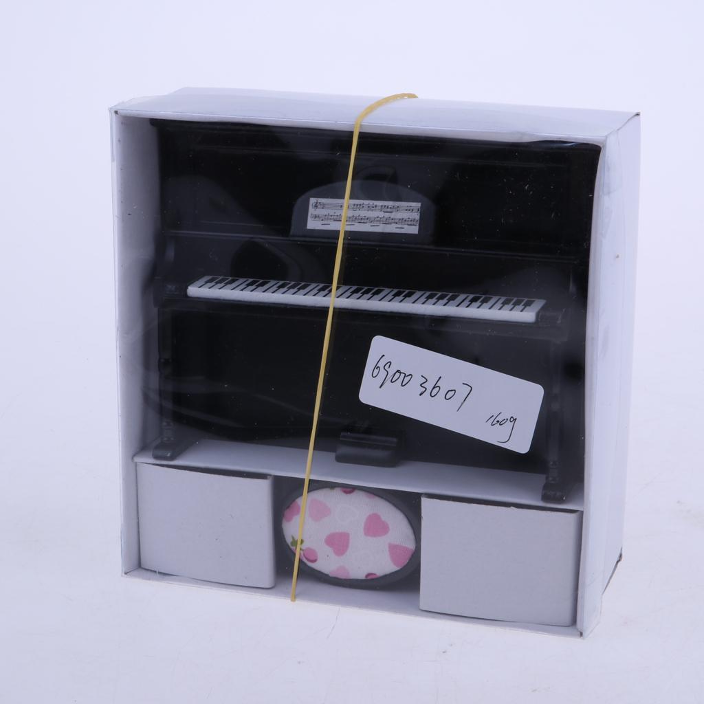 1/12 Dollhouse Miniature Upright Piano and Stool Kit Artist Offerings Black