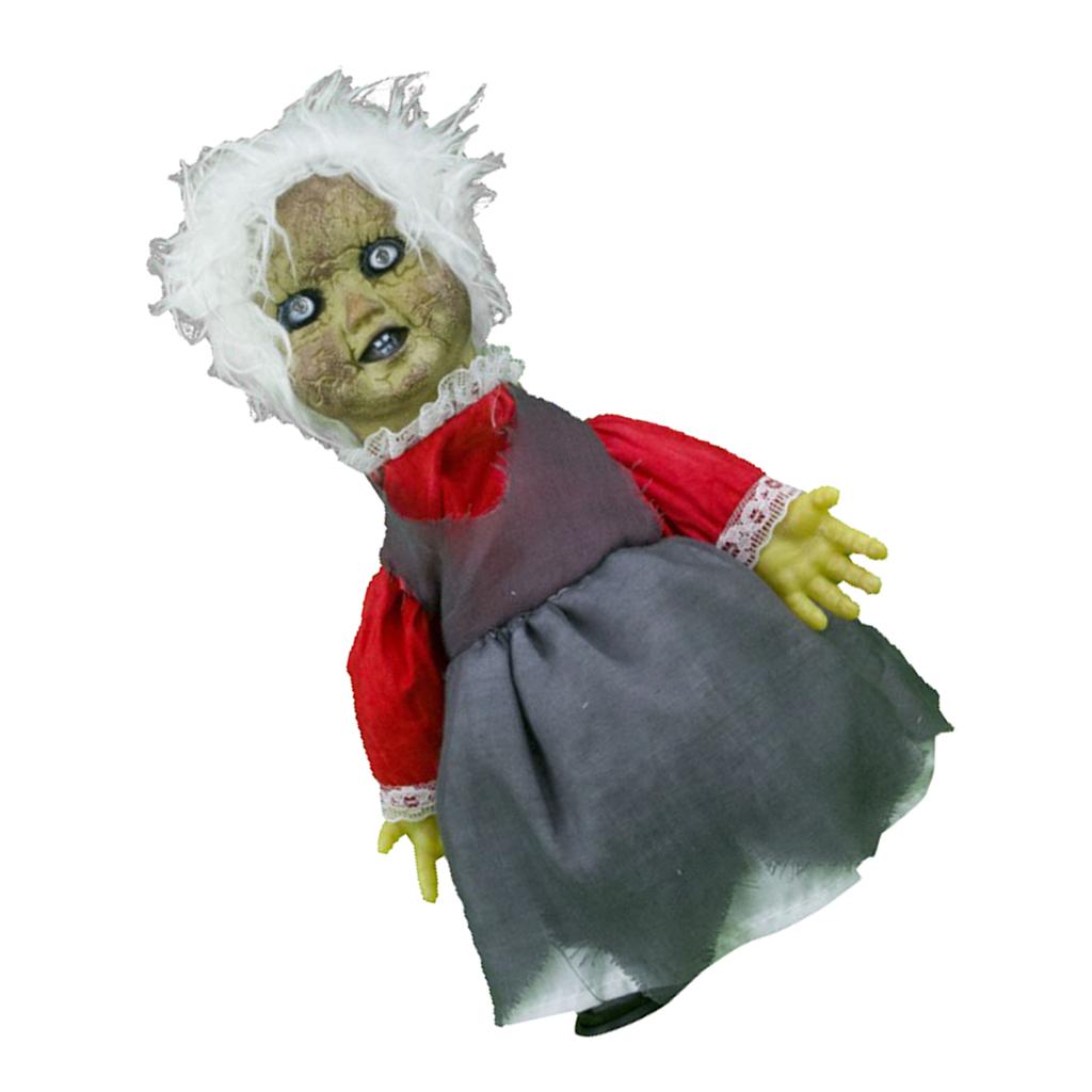 30cm Electric Scary Old Woman Doll Halloween Decor Ornaments