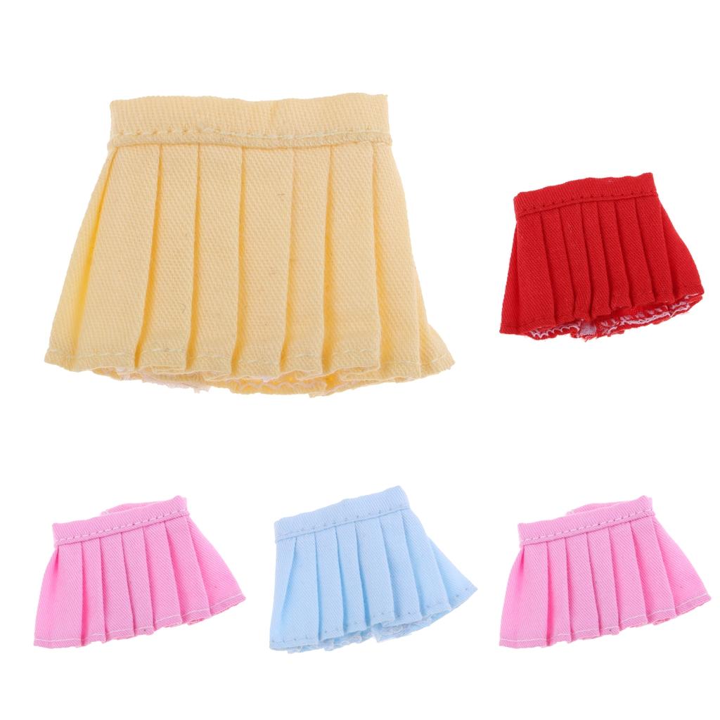 Handmade Pleated Skirt for OB11 Mini Blythe Doll Dress Up Accessory Red