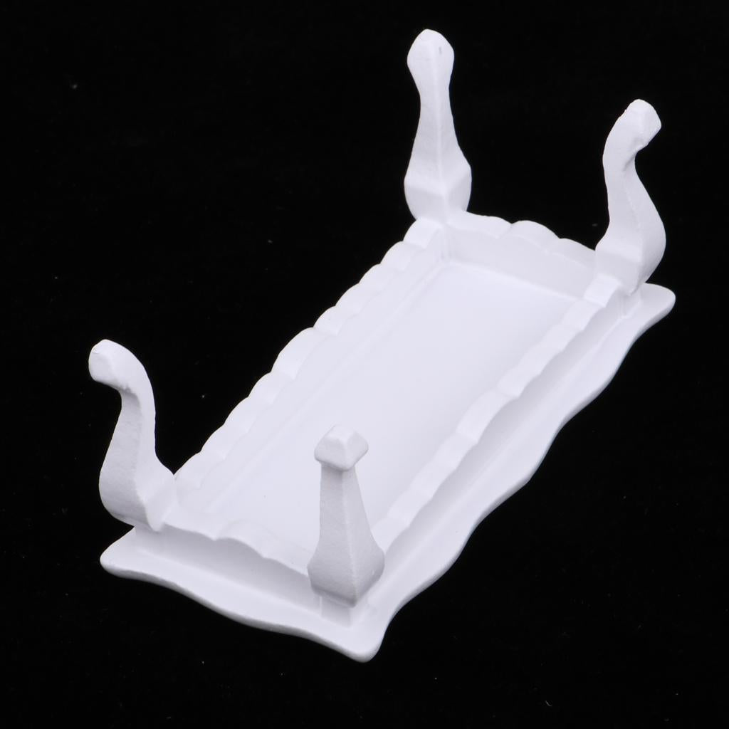 Mini Wooden Wavy Shape End Table Tea Coffee Table For 1/12 Dollhouse White