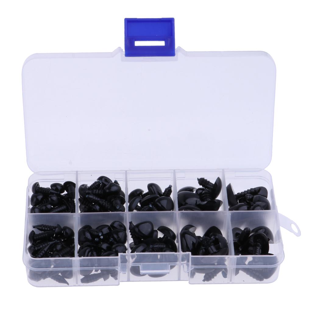 130 Pieces Black Plastic Safety Noses for Teddy Bear Animals Doll Making DIY