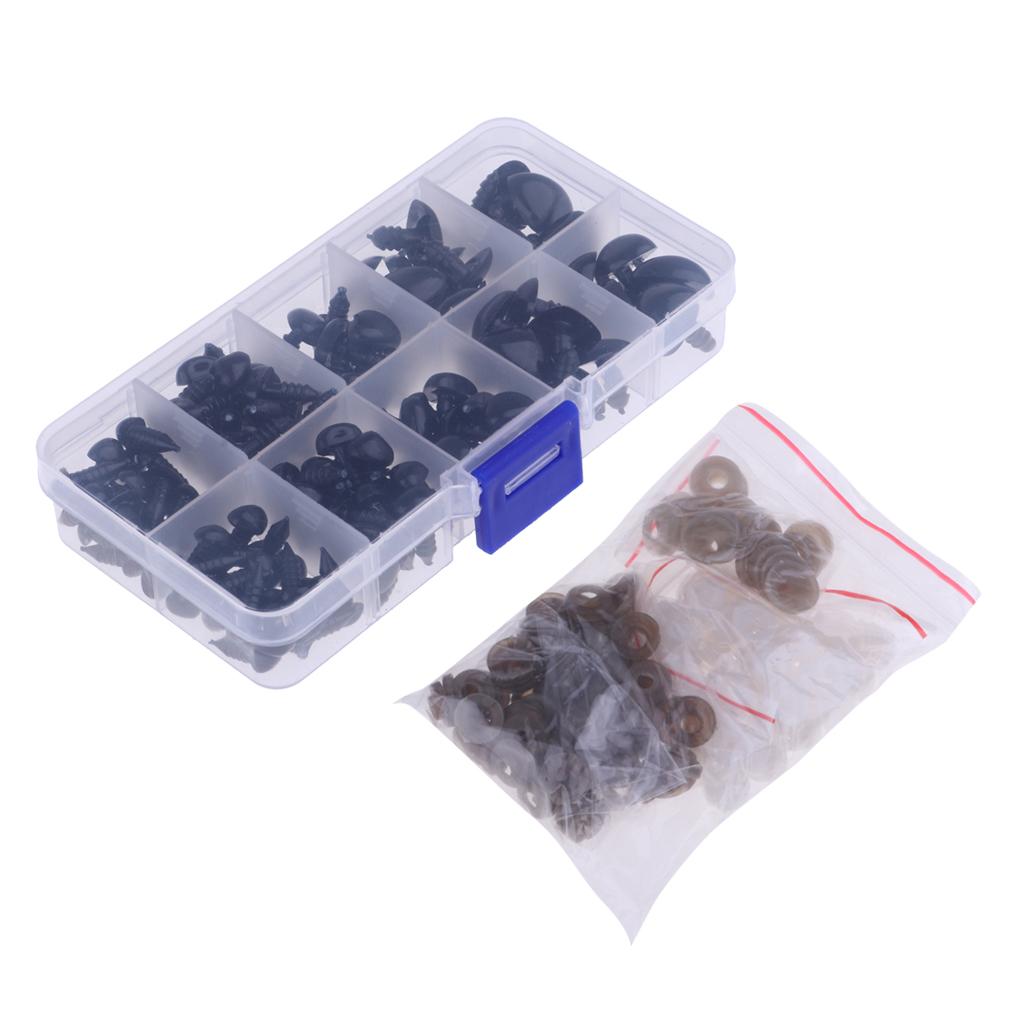 130 Pieces Black Plastic Safety Noses for Teddy Bear Animals Doll Making DIY