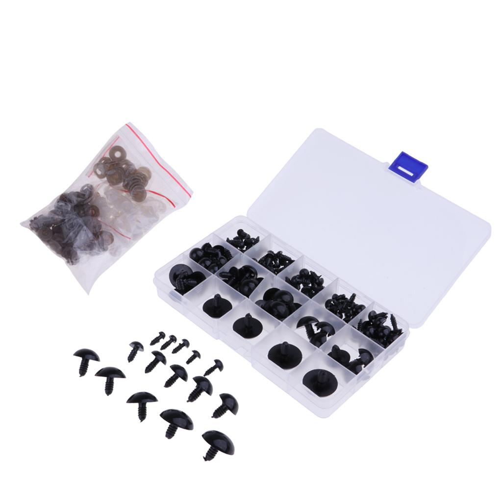 154 Pieces Black Plastic Safety Eyes for Teddy Bear Animals Doll Making DIY