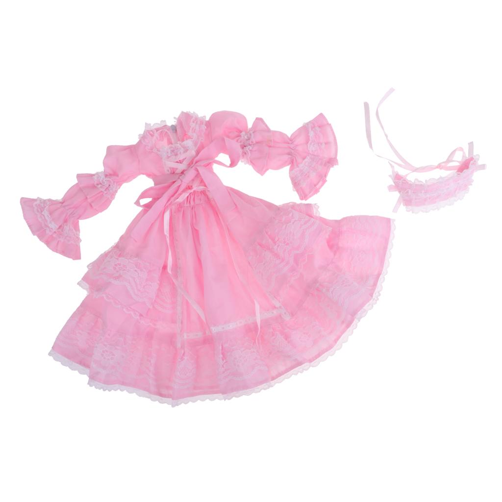 Adorable Princess Dress With Headdress For 1/3 Night Lolita Girl Dolls Pink