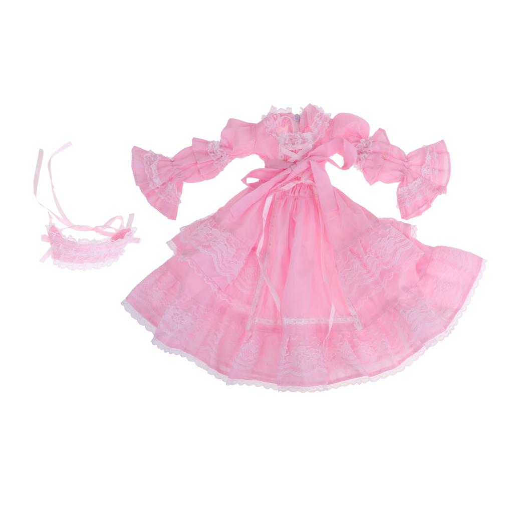 Adorable Princess Dress With Headdress For 1/3 Night Lolita Girl Dolls Pink