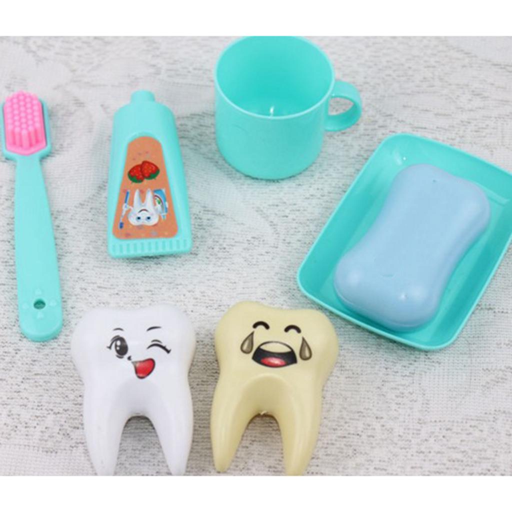 6Pcs Household Toiletries Toothbrush Teeth Soap for 25cm Mellchan Doll Green