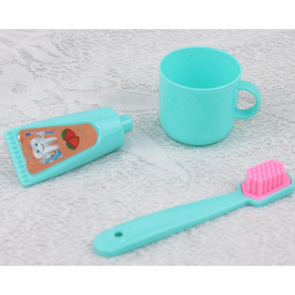 6Pcs Household Toiletries Toothbrush Teeth Soap for 25cm Mellchan Doll Green