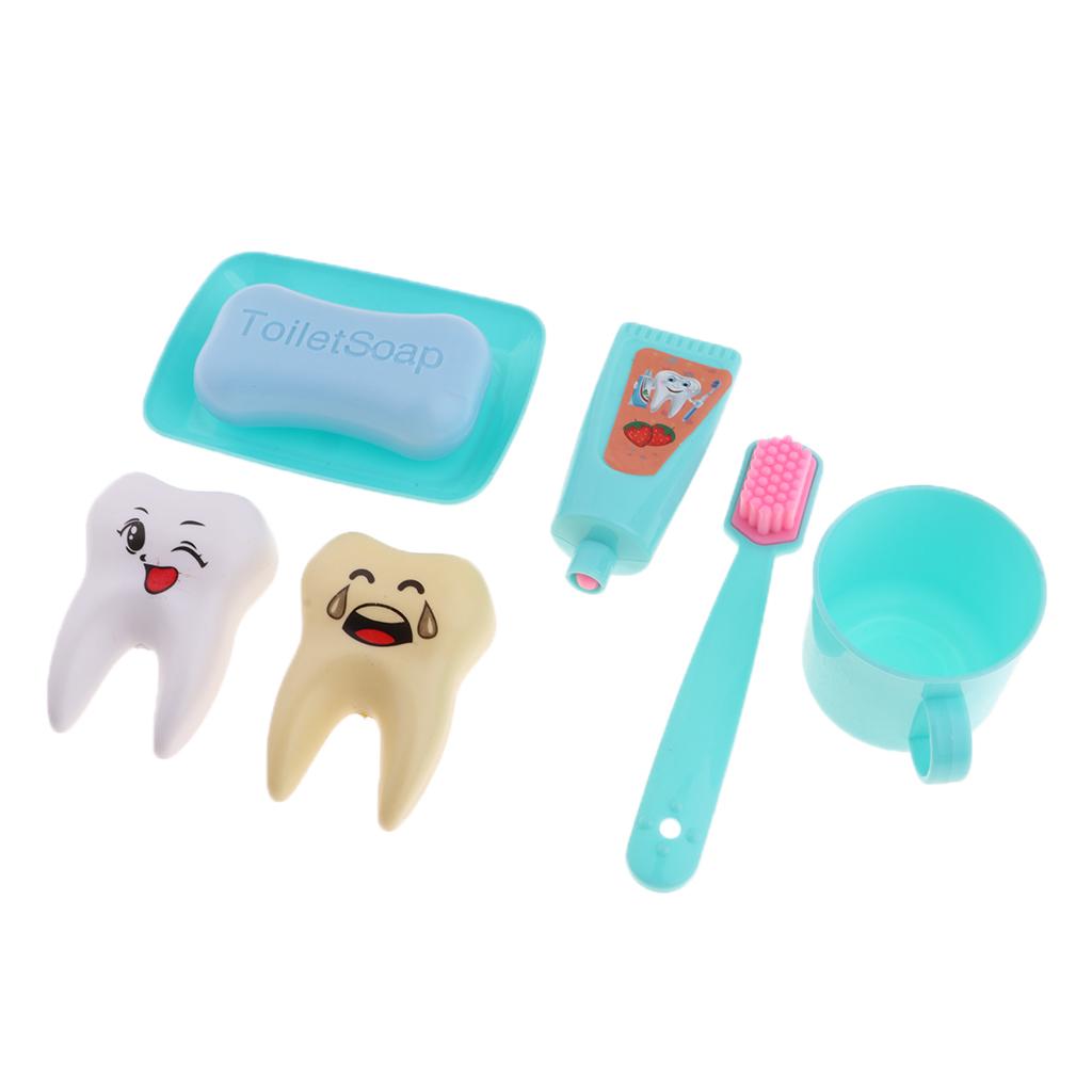 6Pcs Household Toiletries Toothbrush Teeth Soap for 25cm Mellchan Doll Green