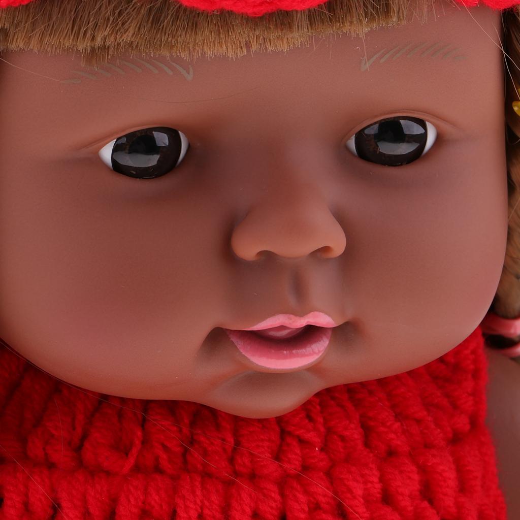 30cm Realistic Baby Doll Vinyl Newborn Girl Doll Wearing Red Knitted Dress