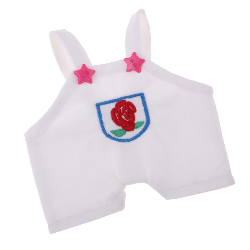 Lovely Flower Overalls Shoulder Strap Pants For 1/8 BJD MSD BB Dolls White