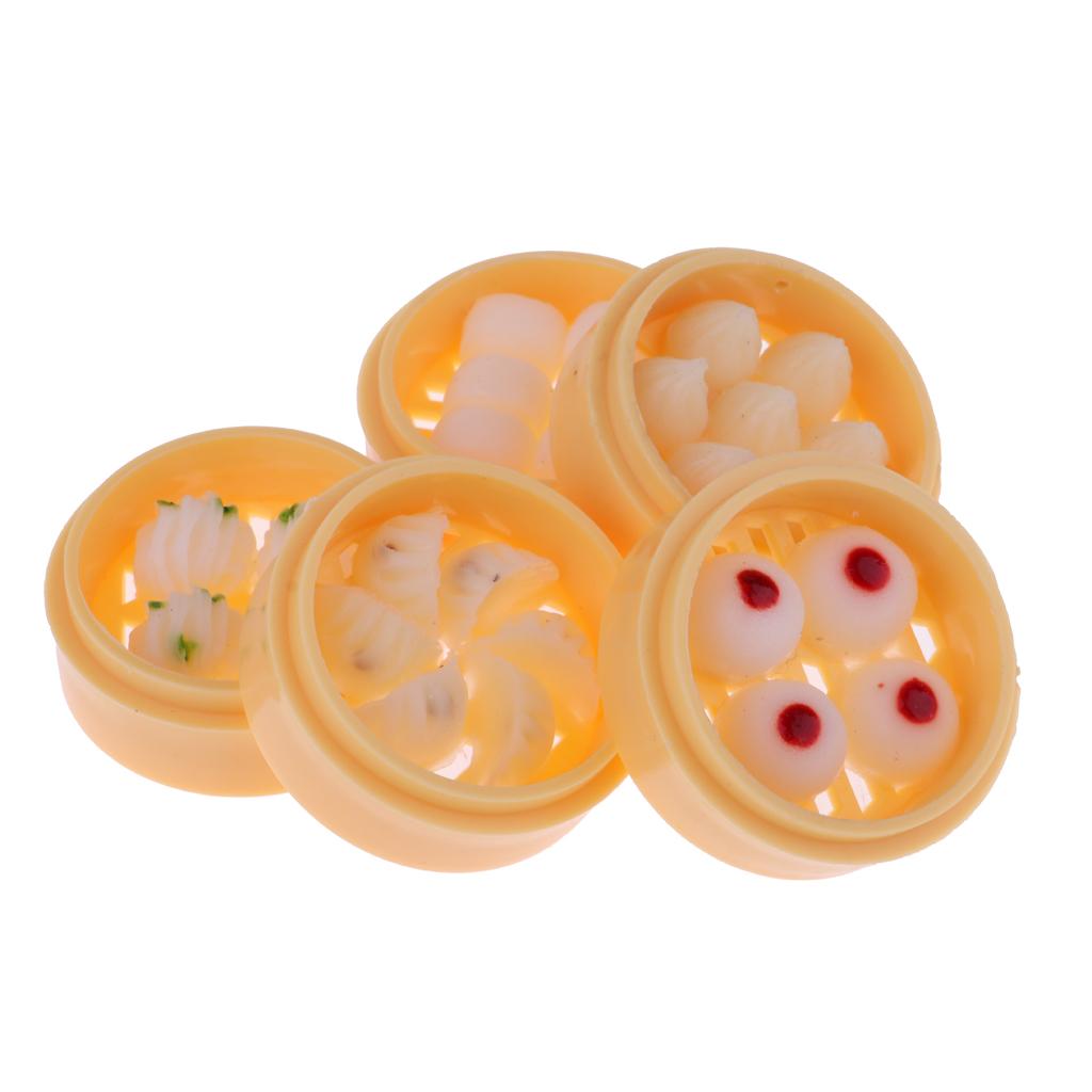 5 Set 1/12 Dollhouse Miniature Kitchen Food Set Steamed Dumplings Dessert A