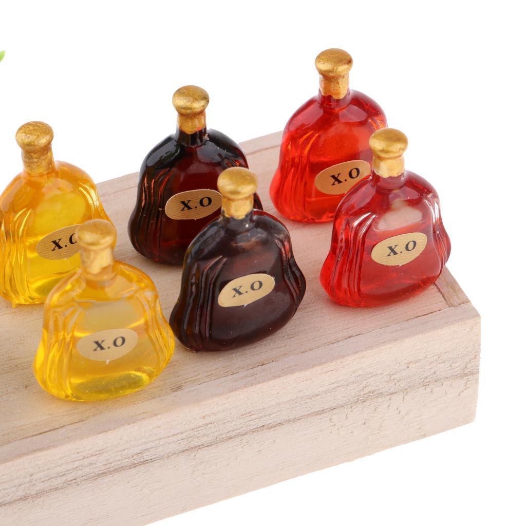 1/12 Dollhouse Mini Wooden Box Green Plant X.O Wine Bottle Scene Model Decor
