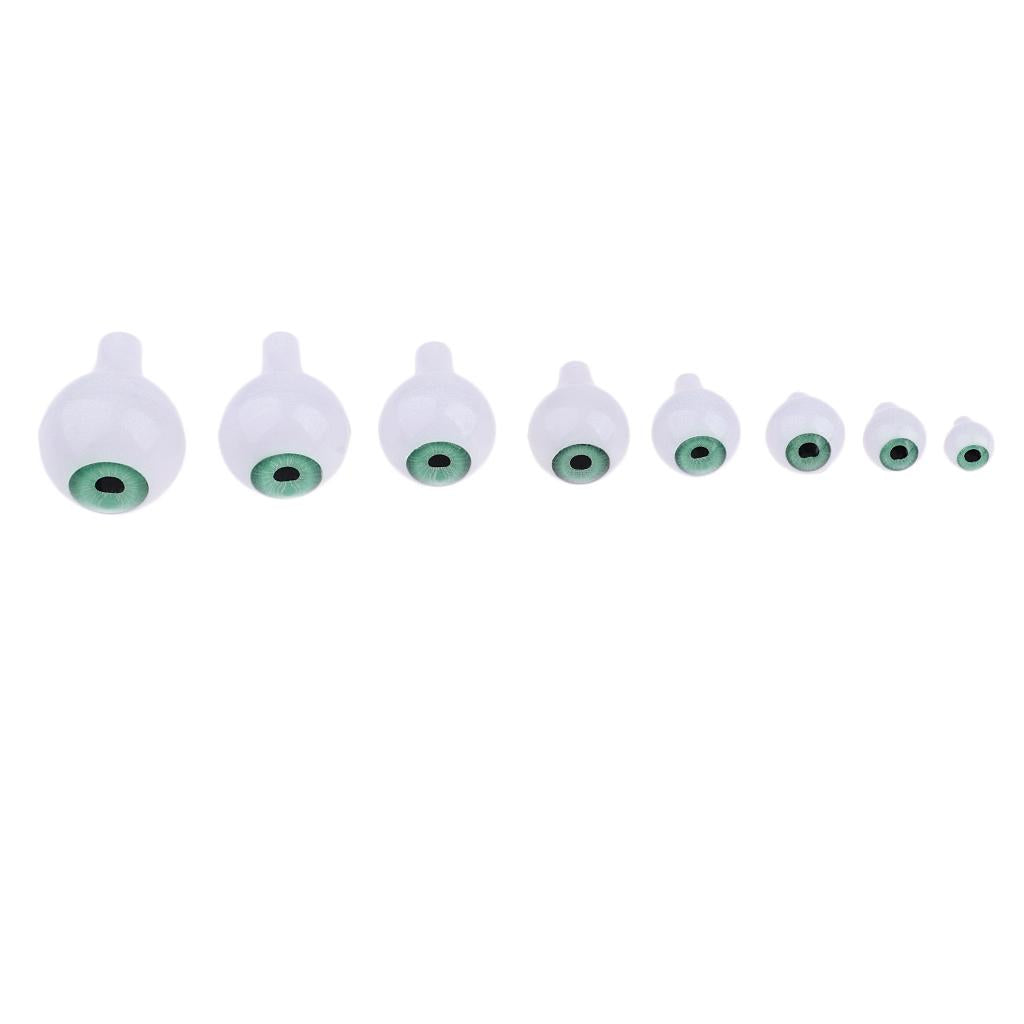 8 Pairs Oval Hollow Plastic Eyes Green Eyeball For Dolls DIY Halloween Props