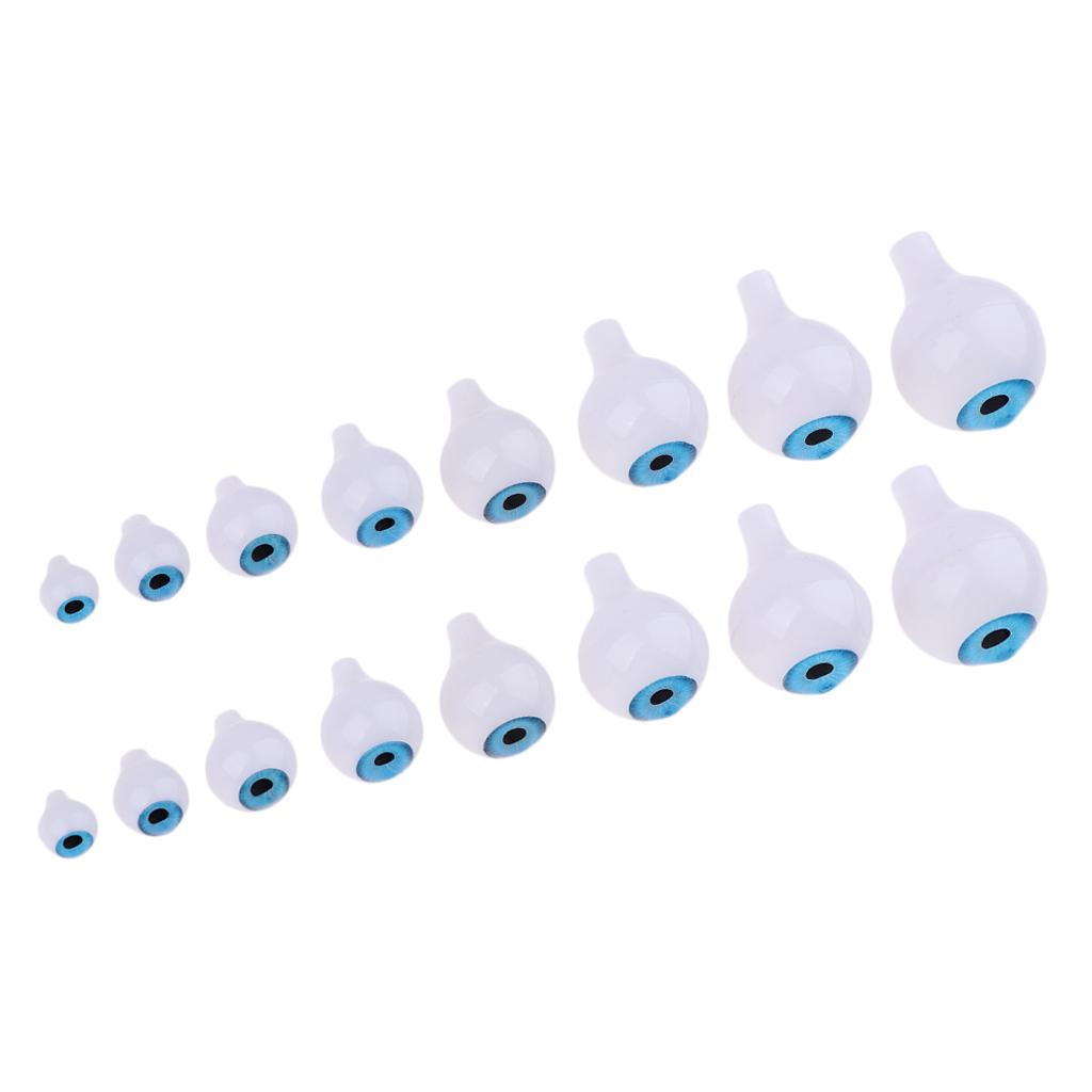 16Pieces Oval Hollow Plastic Eyes Blue Eyeball For Dolls DIY Halloween Props