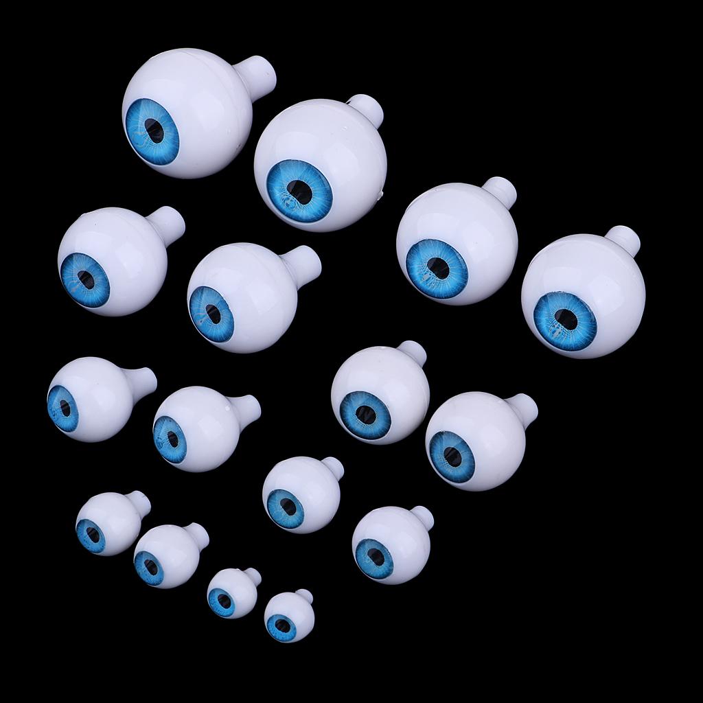 16Pieces Oval Hollow Plastic Eyes Blue Eyeball For Dolls DIY Halloween Props