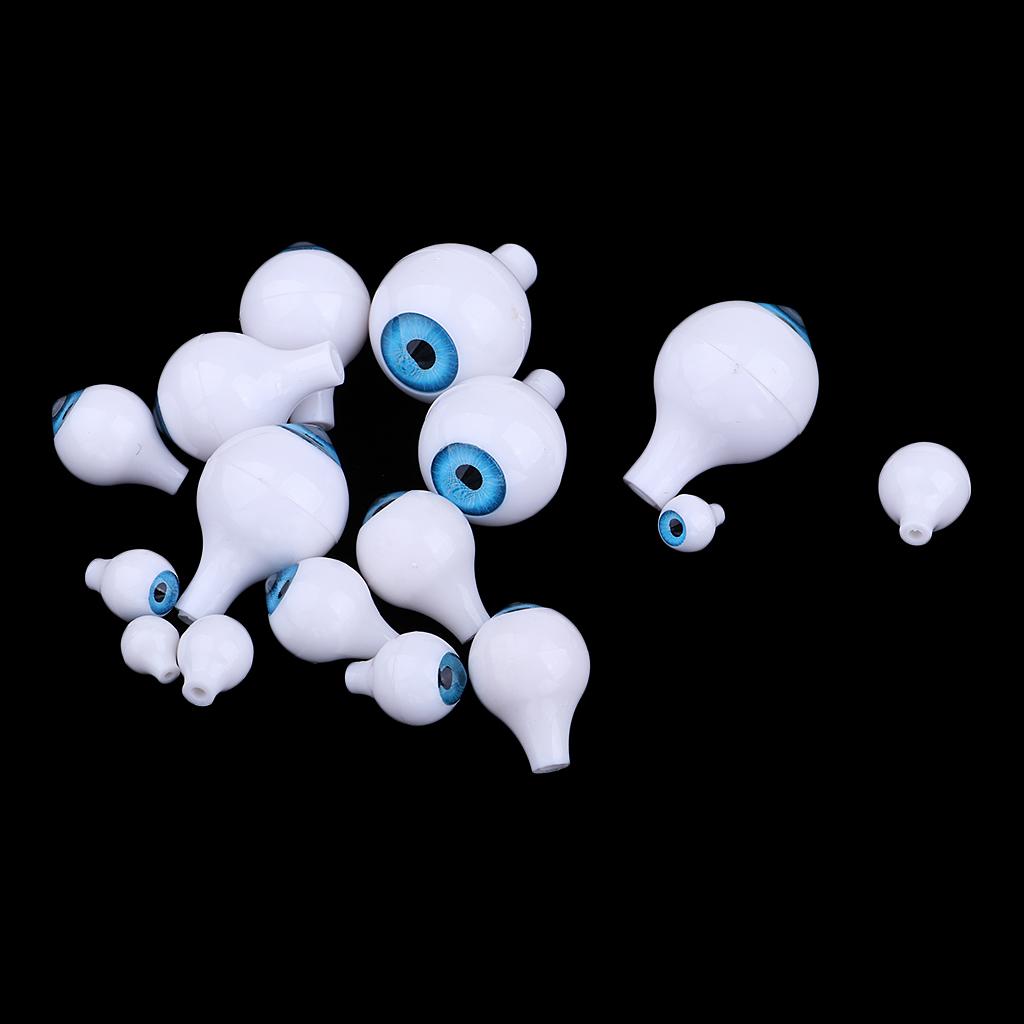 16Pieces Oval Hollow Plastic Eyes Blue Eyeball For Dolls DIY Halloween Props