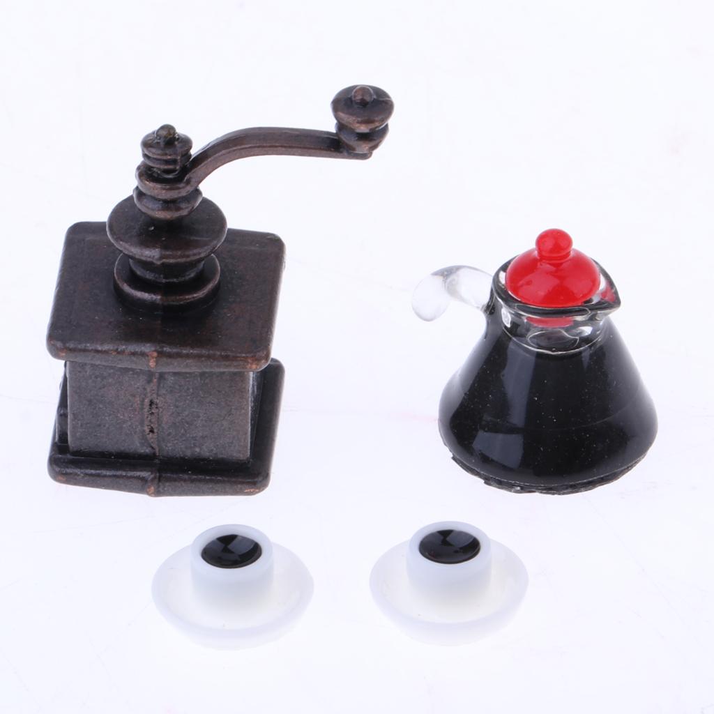 1/12 Dollhouse Miniature Decor Coffee Maker & Pot Cups Set Drink Accessories