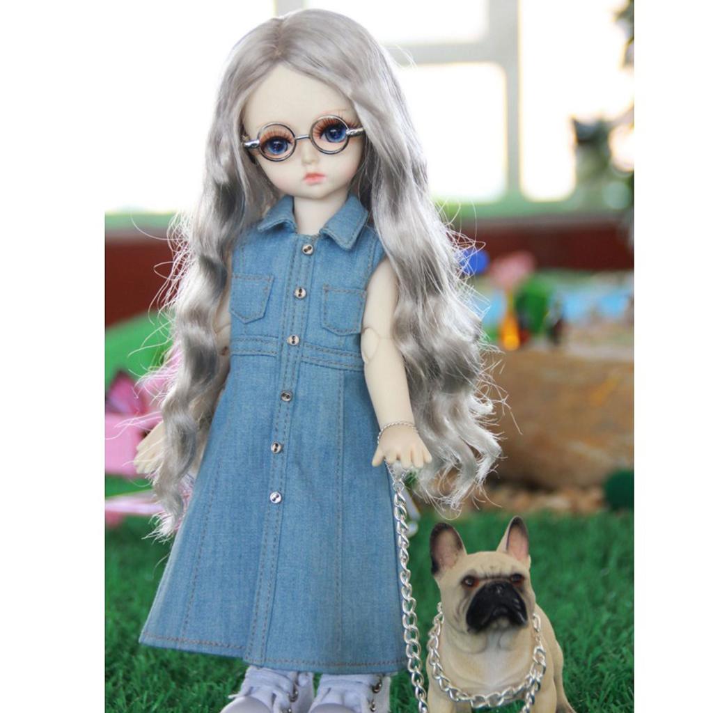 Lovely Doll Clothes Sleeveless Denim Dress for 1/6 BJD Doll Clothing Accs