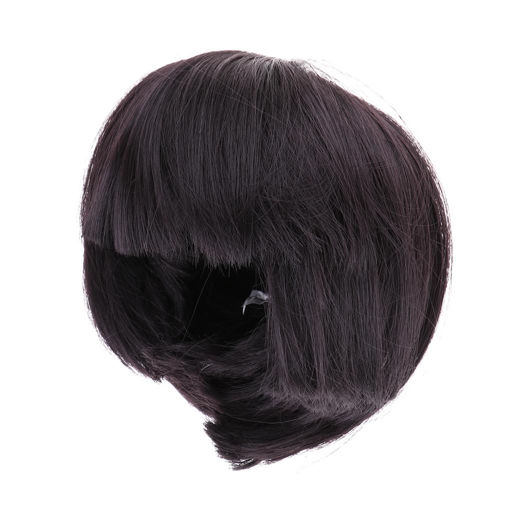 Cute Bangs Short Hair Wig Hairpiece for 1/4 Doll DIY Making Accs Black Brown