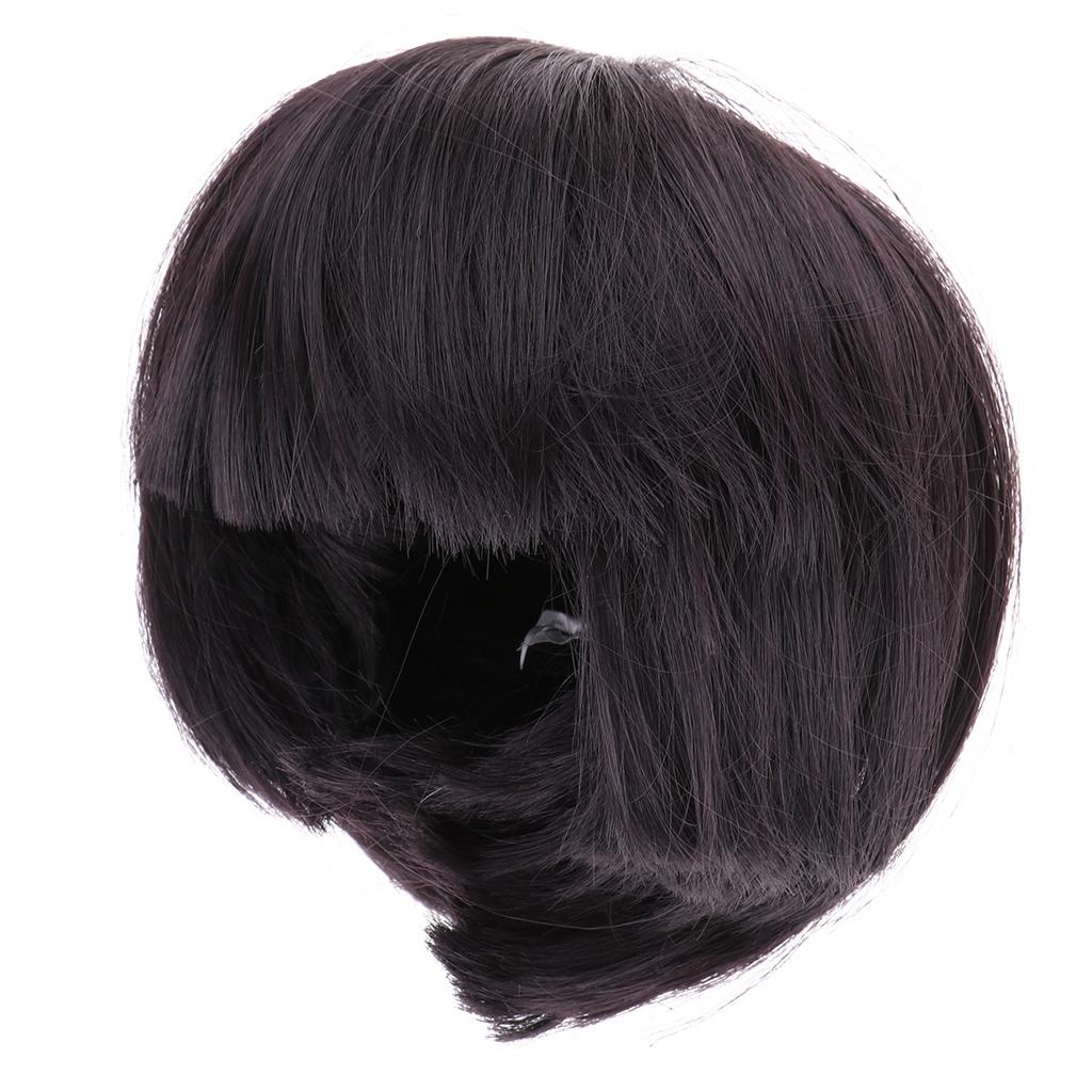 Cute Bangs Short Hair Hairpiece for Doll DIY Making Accs Black Brown