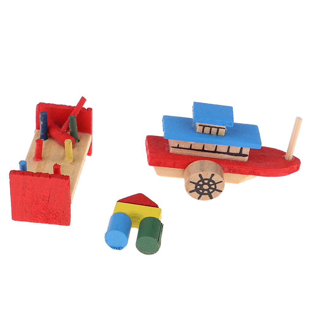 1:12 Scale Doll House Miniature Decor Wooden Building Blocks Boat Music Tool