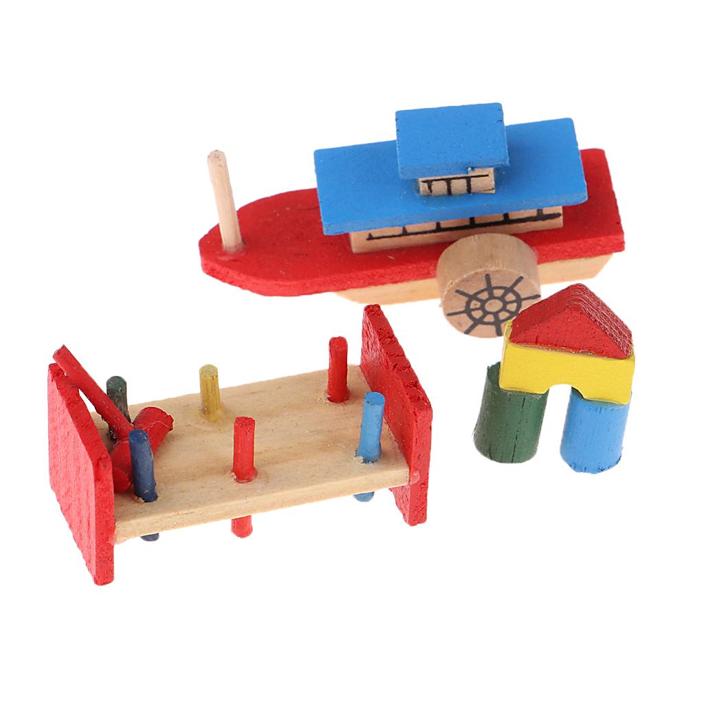 1:12 Scale Doll House Miniature Decor Wooden Building Blocks Boat Music Tool