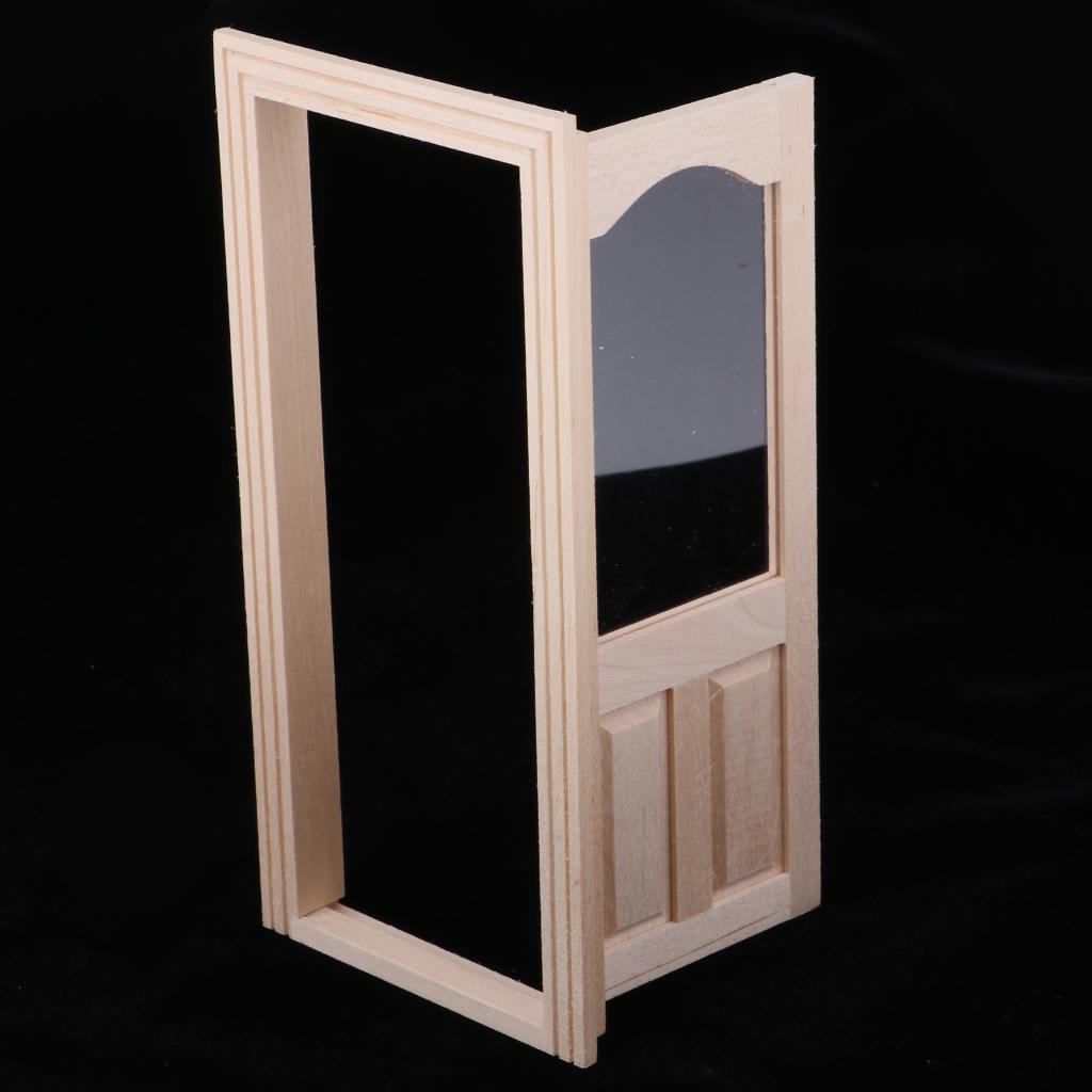 1/12 Dollhouse Miniature Wooden External Single Door Unpainted DIY Accessory
