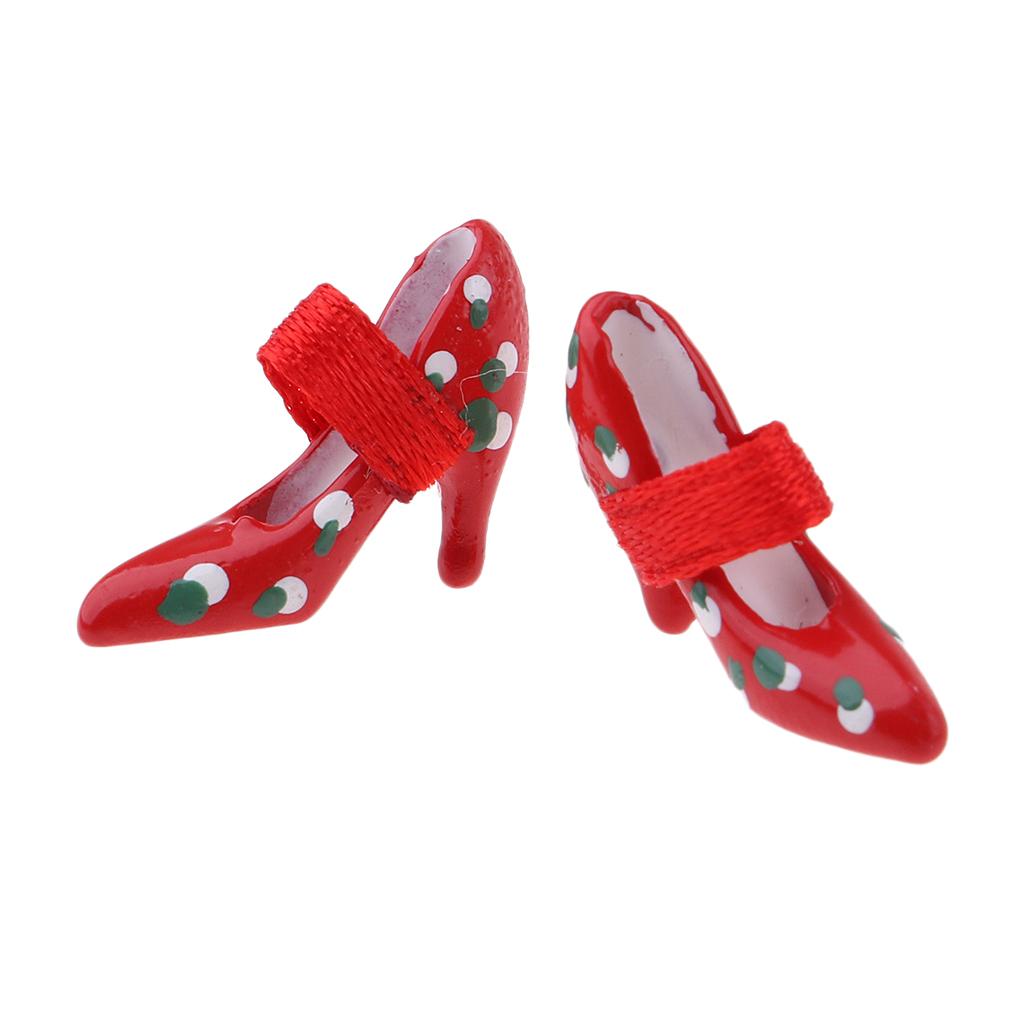 Pair of 1/12 Dollhouse Miniature High Heel Shoes Sandals Clothes Accessories
