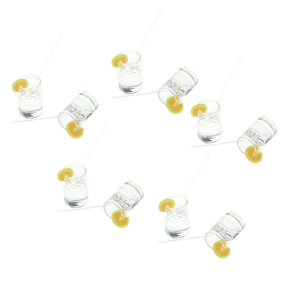 10pcs 1/12 Dollhouse Miniatures Yellow Lemon Water Cups Table Decoration