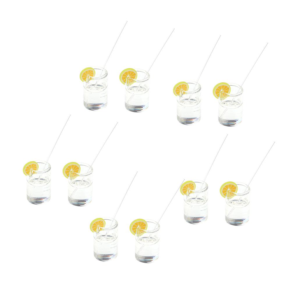 10pcs 1/12 Dollhouse Miniatures Yellow Lemon Water Cups Table Decoration